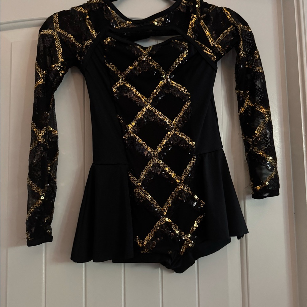 Black and Gold Sequin Dance Costume